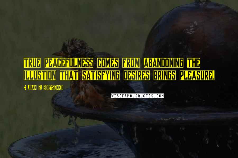 Joan Z. Borysenko Quotes: True peacefulness comes from abandoning the illustion that satisfying desires brings pleasure.