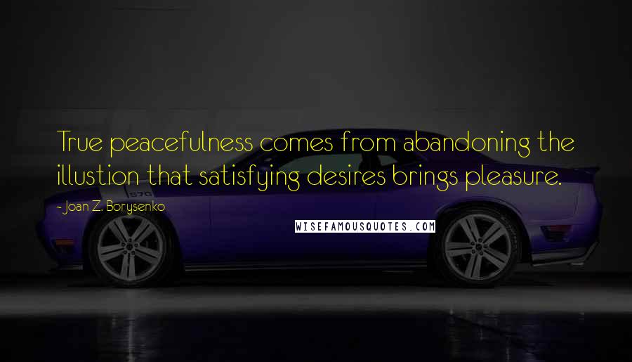 Joan Z. Borysenko Quotes: True peacefulness comes from abandoning the illustion that satisfying desires brings pleasure.