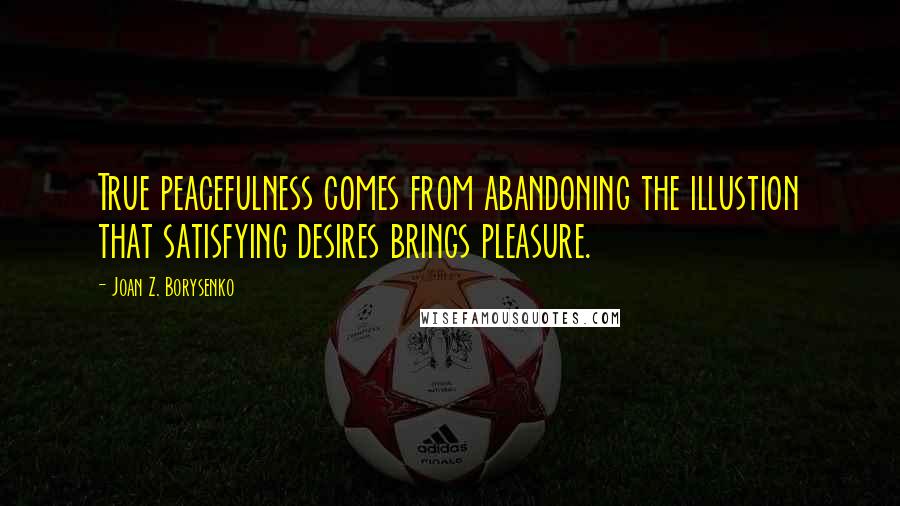 Joan Z. Borysenko Quotes: True peacefulness comes from abandoning the illustion that satisfying desires brings pleasure.