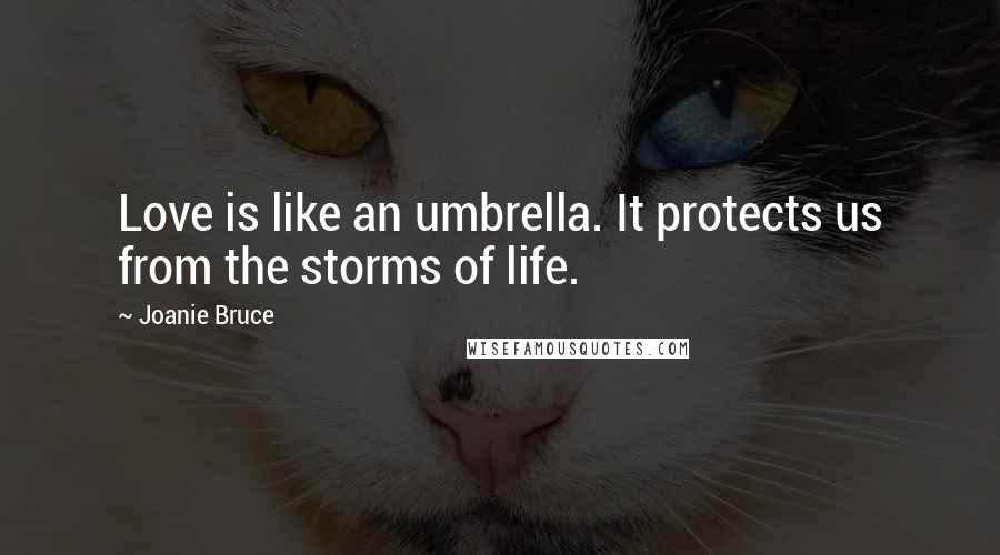 Joanie Bruce Quotes: Love is like an umbrella. It protects us from the storms of life.