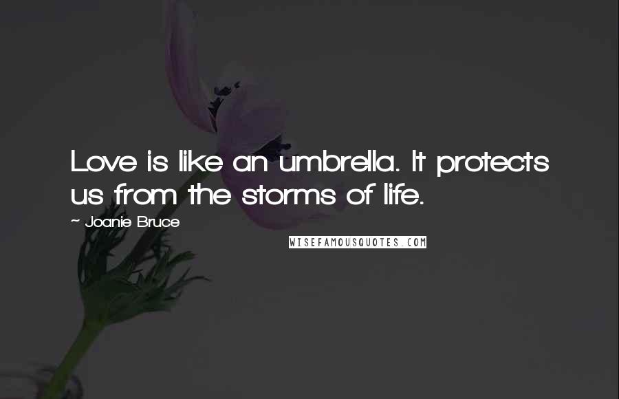 Joanie Bruce Quotes: Love is like an umbrella. It protects us from the storms of life.