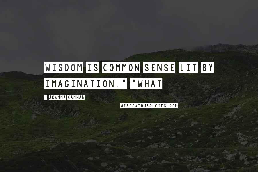 Joanna Cannan Quotes: wisdom is common sense lit by imagination." "What