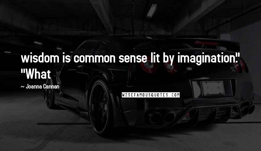 Joanna Cannan Quotes: wisdom is common sense lit by imagination." "What