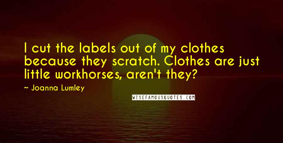 Joanna Lumley Quotes: I cut the labels out of my clothes because they scratch. Clothes are just little workhorses, aren't they?