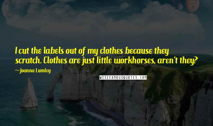 Joanna Lumley Quotes: I cut the labels out of my clothes because they scratch. Clothes are just little workhorses, aren't they?