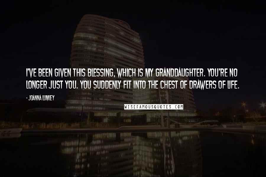 Joanna Lumley Quotes: I've been given this blessing, which is my granddaughter. You're no longer just you. You suddenly fit into the chest of drawers of life.