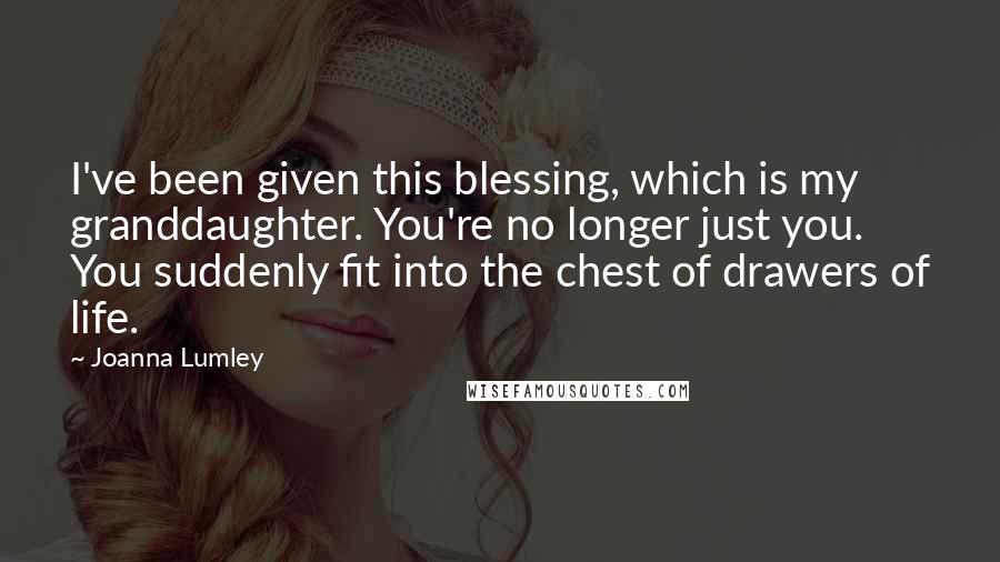 Joanna Lumley Quotes: I've been given this blessing, which is my granddaughter. You're no longer just you. You suddenly fit into the chest of drawers of life.