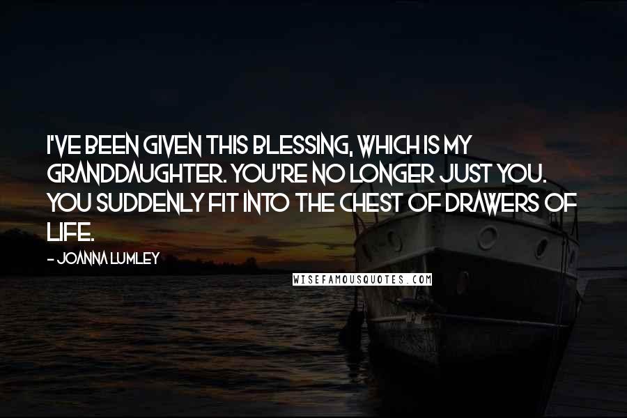 Joanna Lumley Quotes: I've been given this blessing, which is my granddaughter. You're no longer just you. You suddenly fit into the chest of drawers of life.