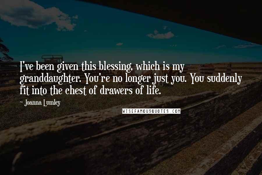 Joanna Lumley Quotes: I've been given this blessing, which is my granddaughter. You're no longer just you. You suddenly fit into the chest of drawers of life.