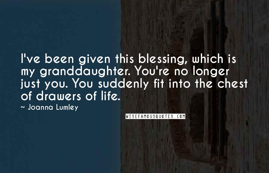 Joanna Lumley Quotes: I've been given this blessing, which is my granddaughter. You're no longer just you. You suddenly fit into the chest of drawers of life.