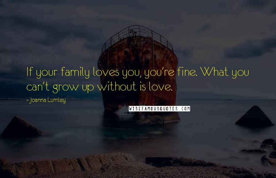 Joanna Lumley Quotes: If your family loves you, you're fine. What you can't grow up without is love.