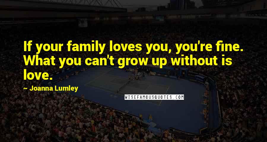 Joanna Lumley Quotes: If your family loves you, you're fine. What you can't grow up without is love.