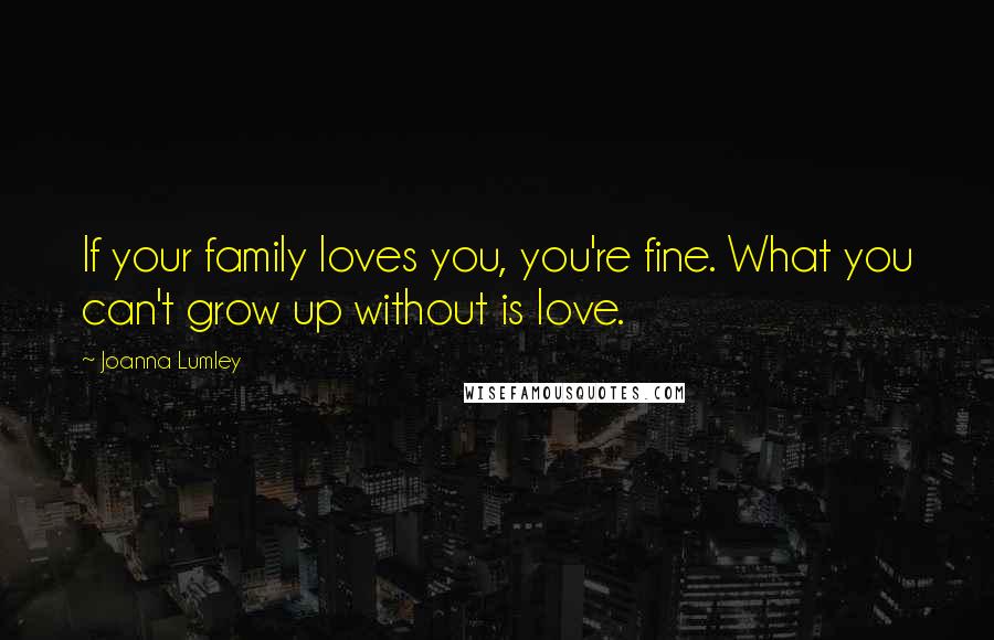 Joanna Lumley Quotes: If your family loves you, you're fine. What you can't grow up without is love.