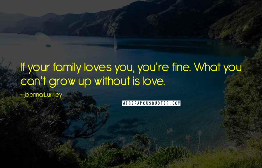 Joanna Lumley Quotes: If your family loves you, you're fine. What you can't grow up without is love.