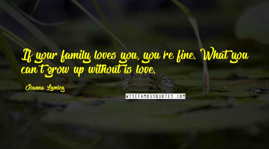 Joanna Lumley Quotes: If your family loves you, you're fine. What you can't grow up without is love.