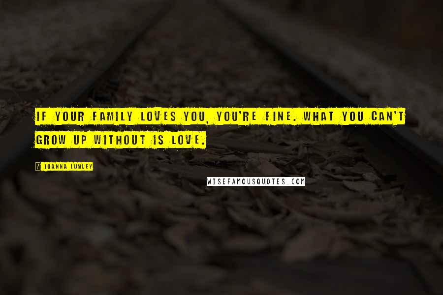 Joanna Lumley Quotes: If your family loves you, you're fine. What you can't grow up without is love.