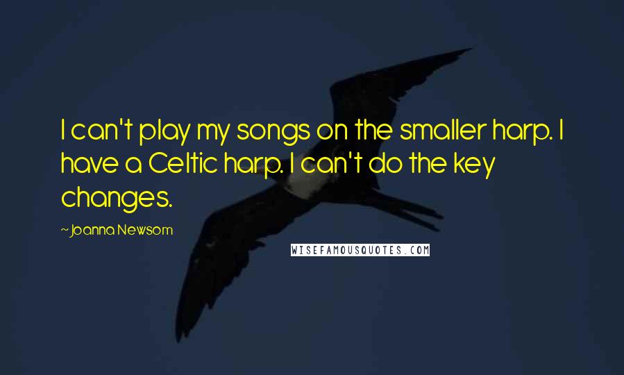 Joanna Newsom Quotes: I can't play my songs on the smaller harp. I have a Celtic harp. I can't do the key changes.