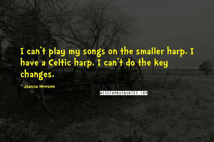 Joanna Newsom Quotes: I can't play my songs on the smaller harp. I have a Celtic harp. I can't do the key changes.
