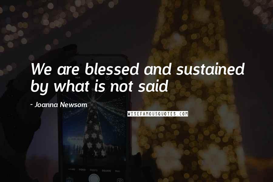 Joanna Newsom Quotes: We are blessed and sustained by what is not said