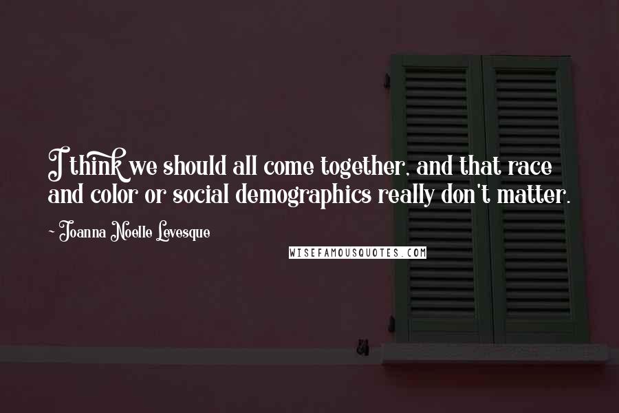 Joanna Noelle Levesque Quotes: I think we should all come together, and that race and color or social demographics really don't matter.