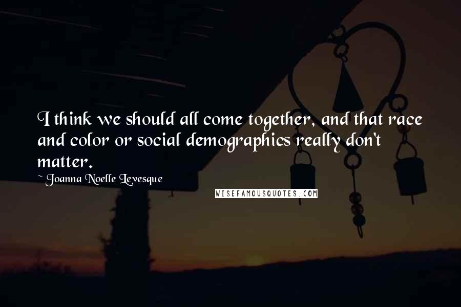 Joanna Noelle Levesque Quotes: I think we should all come together, and that race and color or social demographics really don't matter.