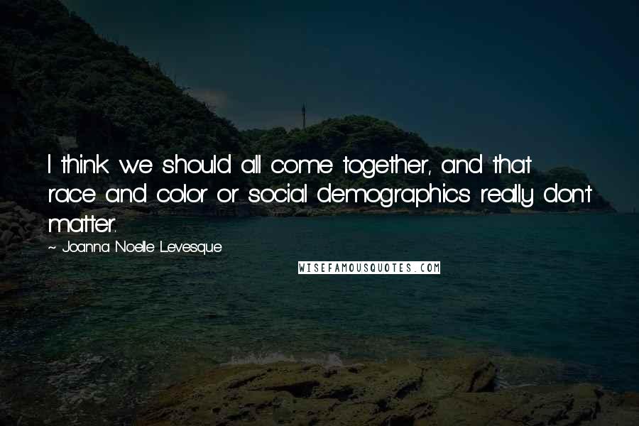 Joanna Noelle Levesque Quotes: I think we should all come together, and that race and color or social demographics really don't matter.