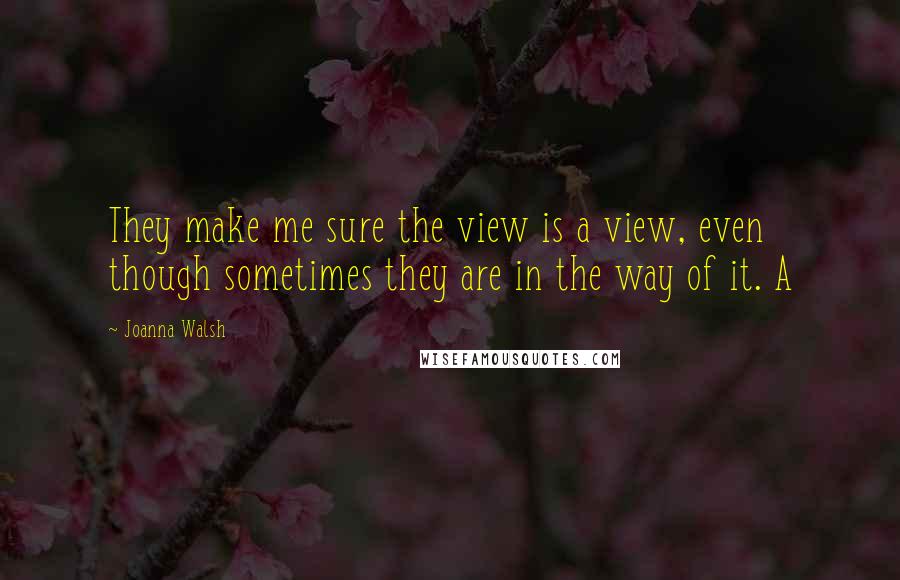 Joanna Walsh Quotes: They make me sure the view is a view, even though sometimes they are in the way of it. A