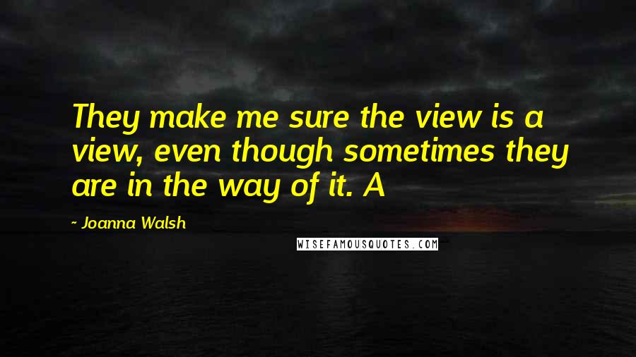 Joanna Walsh Quotes: They make me sure the view is a view, even though sometimes they are in the way of it. A