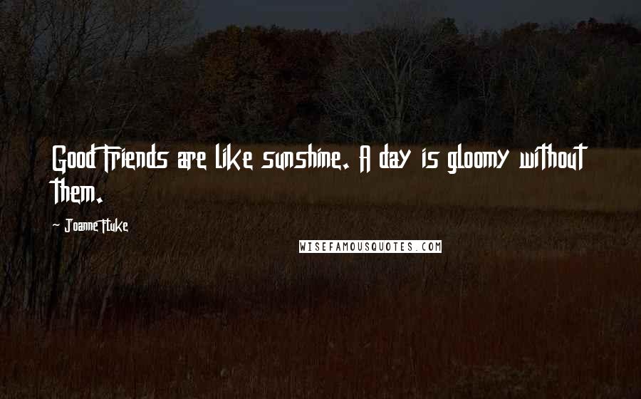 Joanne Fluke Quotes: Good Friends are like sunshine. A day is gloomy without them.