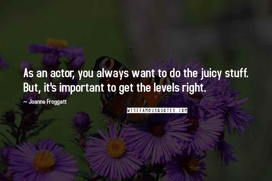 Joanne Froggatt Quotes: As an actor, you always want to do the juicy stuff. But, it's important to get the levels right.