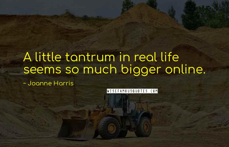 Joanne Harris Quotes: A little tantrum in real life seems so much bigger online.