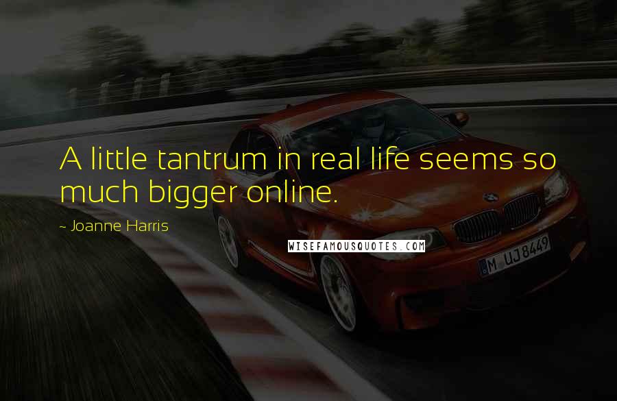 Joanne Harris Quotes: A little tantrum in real life seems so much bigger online.