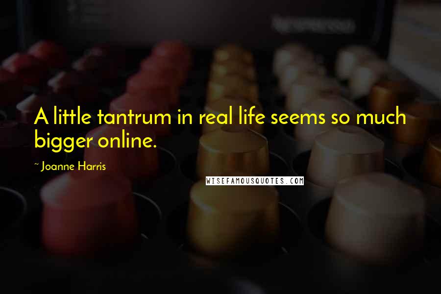 Joanne Harris Quotes: A little tantrum in real life seems so much bigger online.