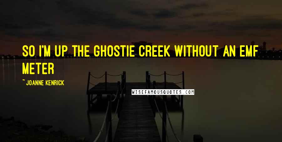 JoAnne Kenrick Quotes: So I'm up the ghostie creek without an EMF meter