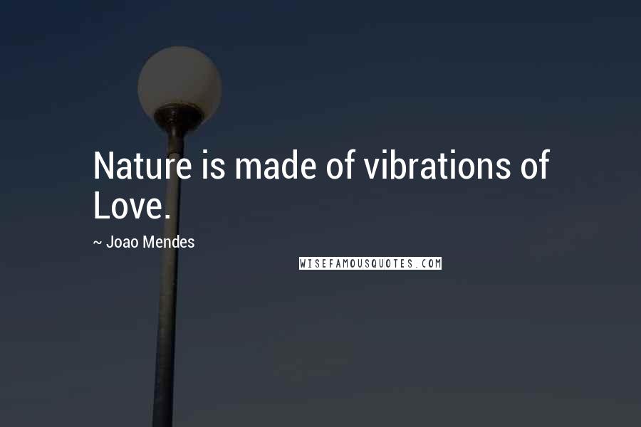 Joao Mendes Quotes: Nature is made of vibrations of Love.