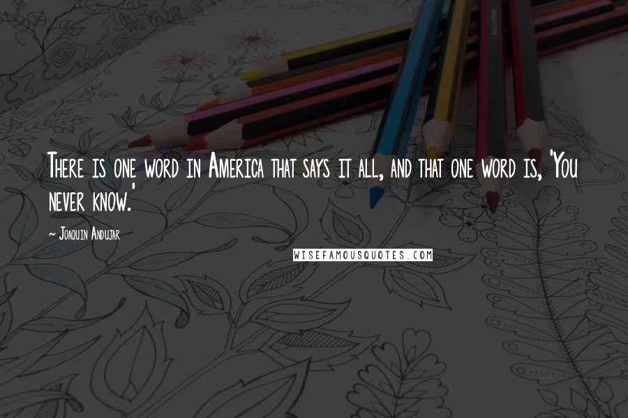 Joaquin Andujar Quotes: There is one word in America that says it all, and that one word is, 'You never know.'