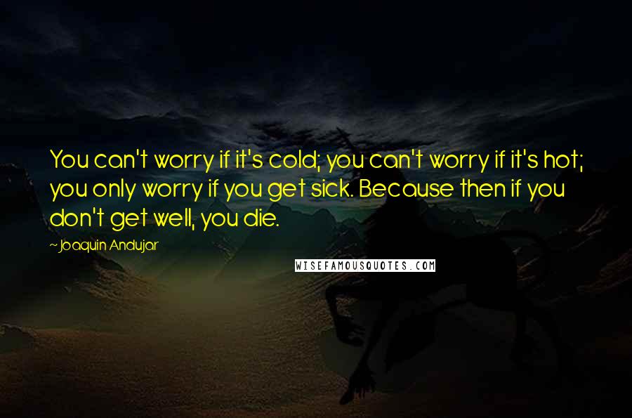 Joaquin Andujar Quotes: You can't worry if it's cold; you can't worry if it's hot; you only worry if you get sick. Because then if you don't get well, you die.