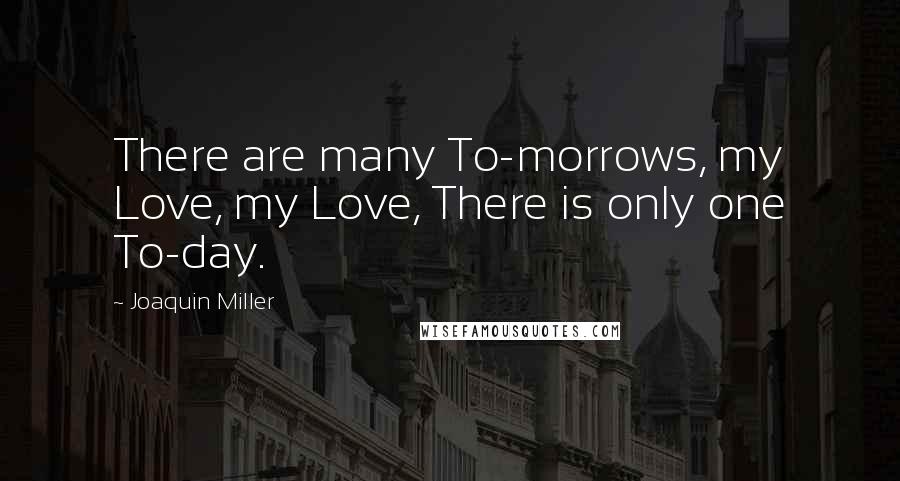 Joaquin Miller Quotes: There are many To-morrows, my Love, my Love, There is only one To-day.