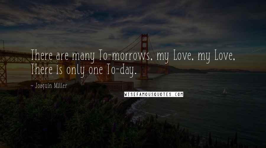 Joaquin Miller Quotes: There are many To-morrows, my Love, my Love, There is only one To-day.