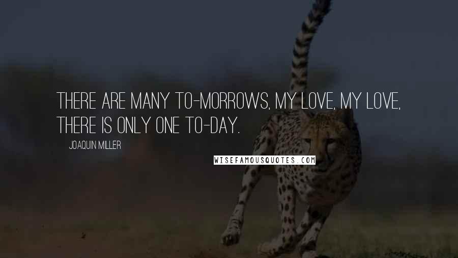 Joaquin Miller Quotes: There are many To-morrows, my Love, my Love, There is only one To-day.