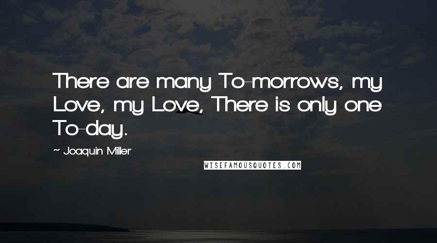 Joaquin Miller Quotes: There are many To-morrows, my Love, my Love, There is only one To-day.