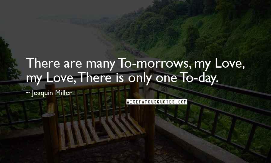 Joaquin Miller Quotes: There are many To-morrows, my Love, my Love, There is only one To-day.