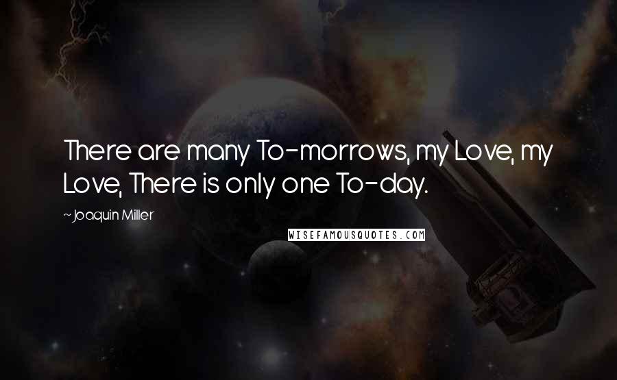 Joaquin Miller Quotes: There are many To-morrows, my Love, my Love, There is only one To-day.