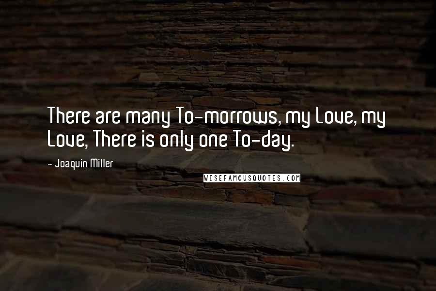 Joaquin Miller Quotes: There are many To-morrows, my Love, my Love, There is only one To-day.