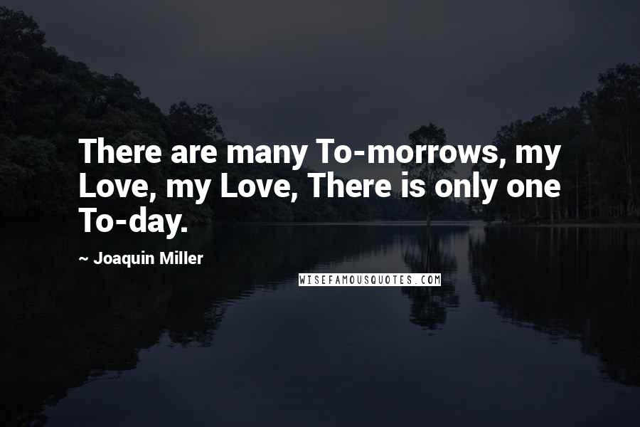 Joaquin Miller Quotes: There are many To-morrows, my Love, my Love, There is only one To-day.