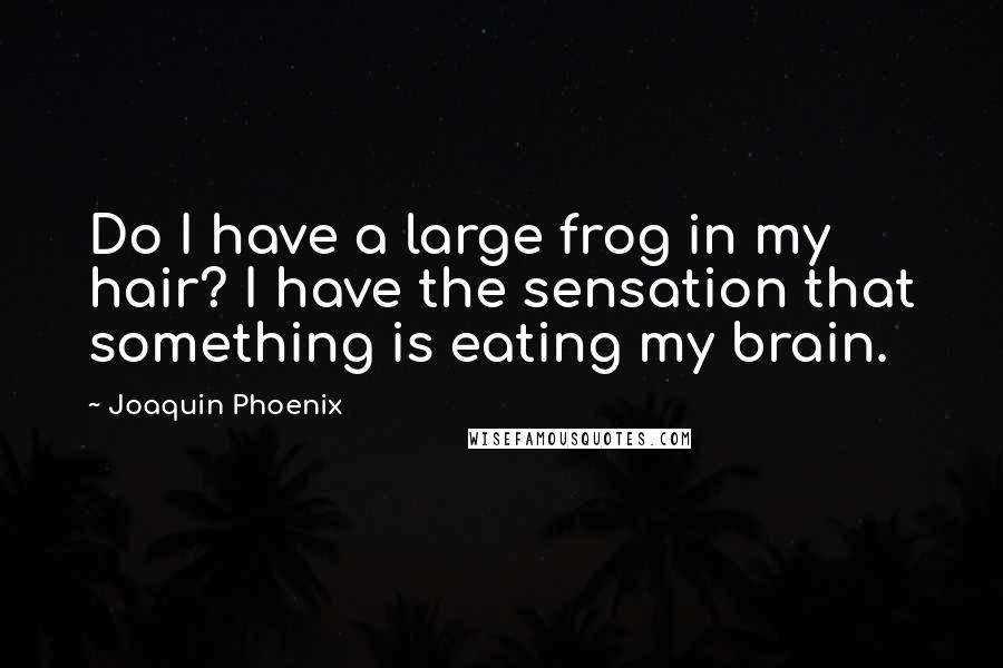 Joaquin Phoenix Quotes: Do I have a large frog in my hair? I have the sensation that something is eating my brain.