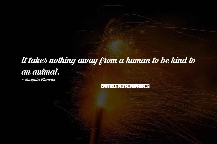 Joaquin Phoenix Quotes: It takes nothing away from a human to be kind to an animal.