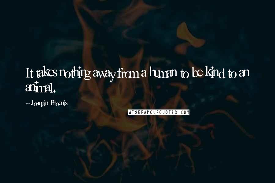 Joaquin Phoenix Quotes: It takes nothing away from a human to be kind to an animal.