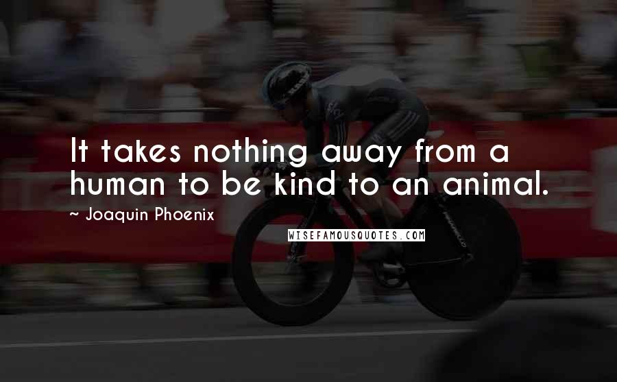 Joaquin Phoenix Quotes: It takes nothing away from a human to be kind to an animal.