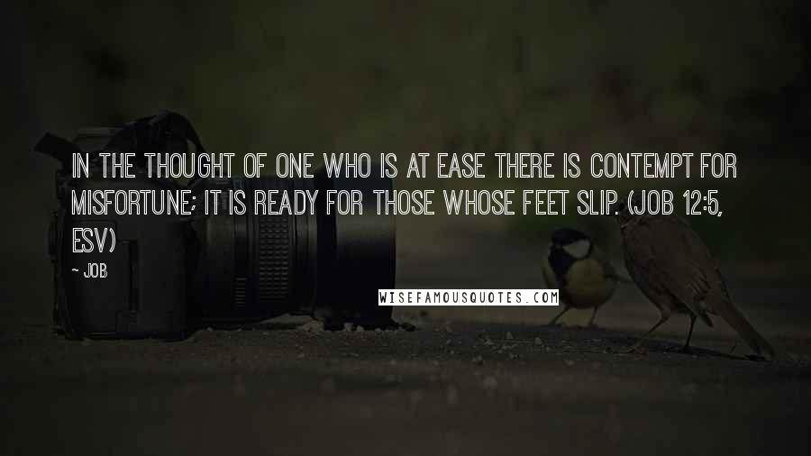 Job Quotes: In the thought of one who is at ease there is contempt for misfortune; it is ready for those whose feet slip. (Job 12:5, ESV)